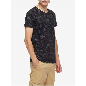 Black Men's Patterned T-Shirt Ragwear Wanno - Men's