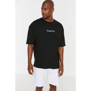 Trendyol Black Men's Oversize Fit Crew Neck Short Sleeve Printed T-Shirt