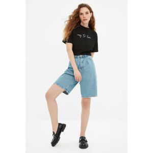 Trendyol Black Printed Basic Knitted T-Shirt