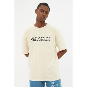 Trendyol Stone Men's Wide Cut Printed Short Sleeved T-Shirt