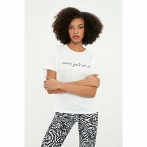 Trendyol White Semi-Fit Printed Knitted T-Shirt