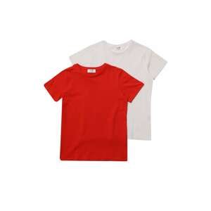 Trendyol Red-White 2-Pack Basic Boy Knitted T-Shirt