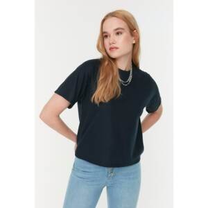 Trendyol Navy Loose Fit Knitted T-Shirt
