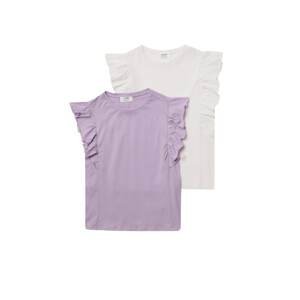 Trendyol White-Lilac Frilly 2-Pack Girl Knitted T-Shirt