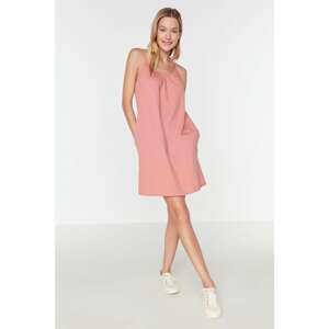 Trendyol Dried Rose Pleated Knitted Dress