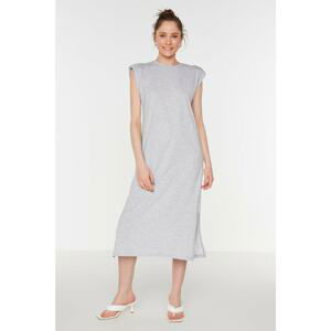 Trendyol Gray Melange Waistcoat Slit Knitted Dress