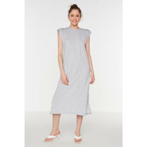 Trendyol Gray Melange Waistcoat Slit Knitted Dress