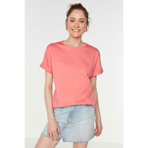 Trendyol Pink Printed Boyfriend Knitted T-Shirt