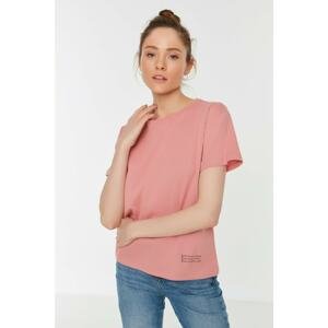 Trendyol Dried Rose Printed Semi Fitted Knitted T-Shirt