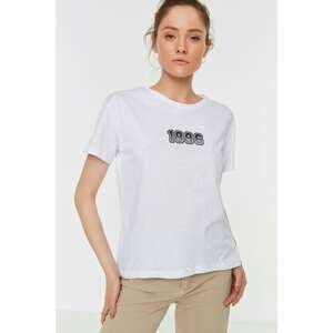 Trendyol White Printed Semi Fitted Knitted T-Shirt