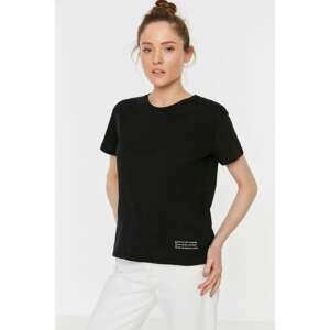 Trendyol Black Printed Semi Fitted Knitted T-Shirt