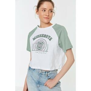 Trendyol Mint Color Block Printed Crop T-Shirt