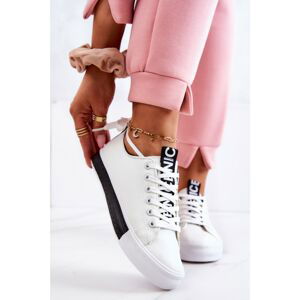 Women's Leather Sneakers White and Black Mikayla