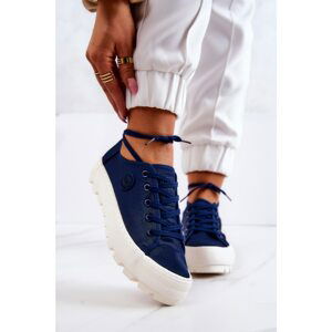 Women's iconic Big Star sneakers on a high platform - dark blue