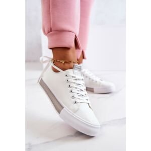 Women's Leather Sneakers White and Grey Mikayla