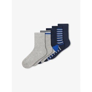 Set of five pairs of boys' socks in blue and grey name it Va - unisex