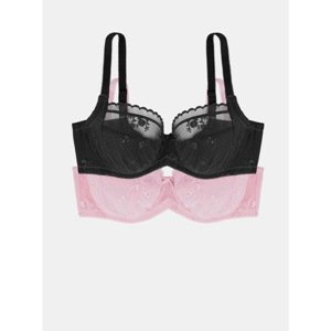 Set of two lace bras in black and pink DORINA - Women