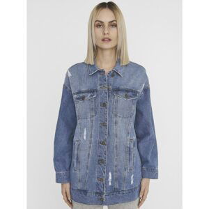 Blue Denim Jacket with Tattered Effect Noisy May Fiona - Women