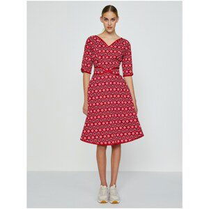 Red Patterned Dress Blutsgeschwister Thanksgiving Love - Women