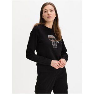 Black Women's Sweatshirt KARL LAGERFELD Ikonik Rhinestone - Women