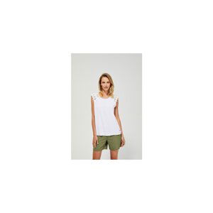 Moodo White T-Shirt with Lace Sleeves - Women