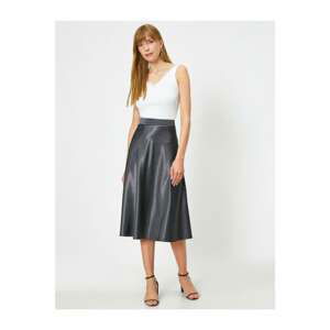 Koton Women's Gray High Waist Midi Skirt