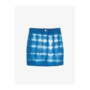 Koton Women's Blue Tye Dye Mini Jean Skirt