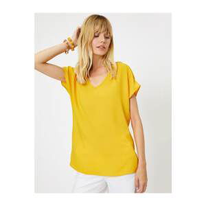 Koton V Neck Short Sleeve Basic Blouse