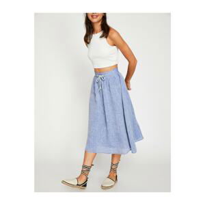 Koton Women's Blue Midi Casual Cut Skirt