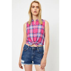 Koton Women's Fuchsia Plaid Shirt