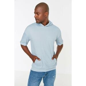 Trendyol Blue Men's Relaxed Fit Short Sleeve Hooded T-Shirt