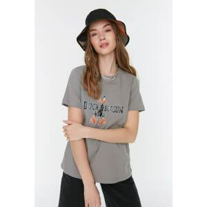 Trendyol Gray Looney Tunes Licensed Basic Knitted T-Shirt