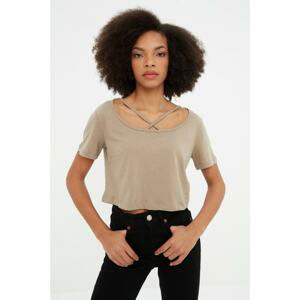 Trendyol Mink Collar Detailed Crop Sport T-Shirt