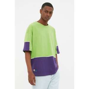 Trendyol Green Men's Oversize Fit Crew Neck Short Sleeve Blocky T-Shirt