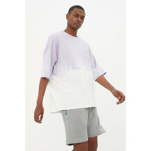 Trendyol Lilac Men's Oversize Fit Crew Neck Short Sleeved T-Shirt
