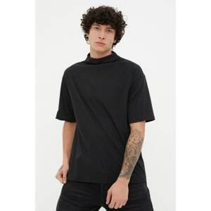 Trendyol Anthracite Men's Oversize Fit Stand Up Collar Short Sleeved T-Shirt