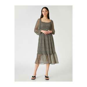 Koton Long Sleeve Patterned Frilly Dress