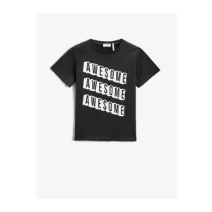 Koton Slogan Printed Short Sleeve T-Shirt Cotton