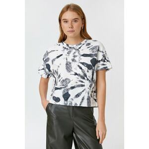 Koton Women's Short Sleeve Tie Dye Black T-Shirt