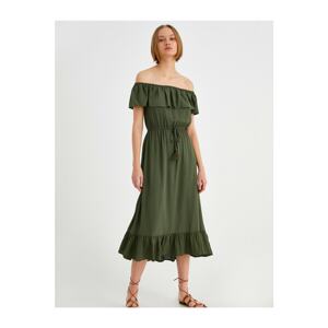 Koton Boat Neck Midi Frilly Dress