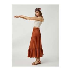 Koton Elastic Waist Frilly Midi Skirt