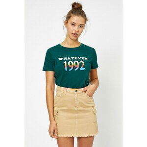 Koton Women's Green Printed T-Shirt