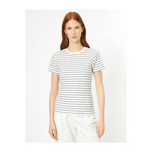 Koton Women's White Striped T-Shirt