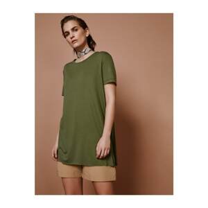Koton Women's Green Slit Detailed T-Shirt