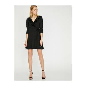 Koton Women's Black V-Neck Dress