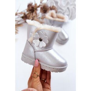 Children's Snow Boots With Flower Silver Bianca