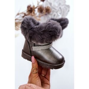 Children's Snow Boots With Cubic Zirconia Dark Grey Hollee