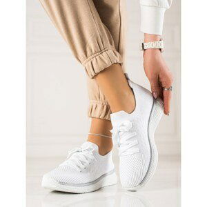 TRENDI WHITE LACE-UP SPORTS SHOES