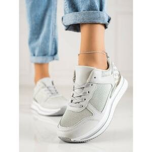 DIAMANTIQUE SILVER SNEAKERS WITH MESH
