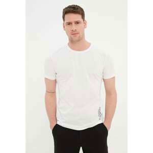 Trendyol White Men's Slim Fit Crew Neck Short Sleeve Printed T-Shirt